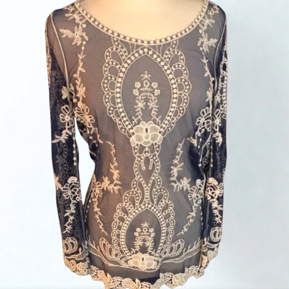 Exquisite Embroidered Mesh  Cover Up